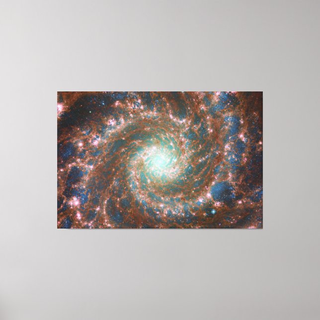 M74 Spiral Galaxy | NGC 628 | Hubble & JWST Canvas Print (Front)