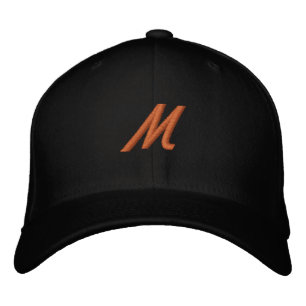M Alphabet Monogram Initial Flexfit Wool-Hat L XL Embroidered Hat