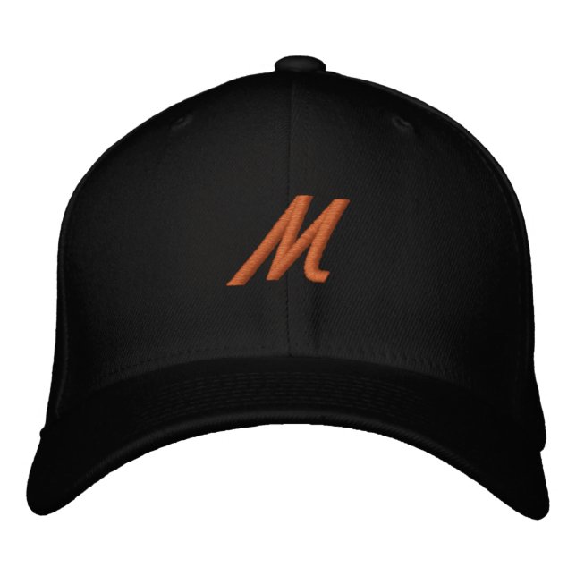 M Alphabet Monogram Initial Flexfit Wool-Hat L XL  Embroidered Hat (Front)