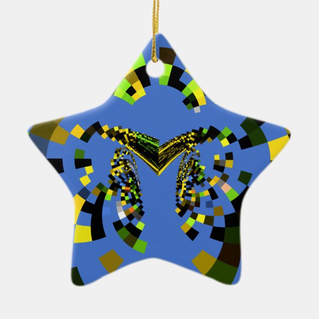 M Blue Ceramic Tree Decoration (Front)