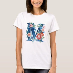 'M' decorative floral monogram T-Shirt