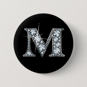 "M" Diamond Bling Button