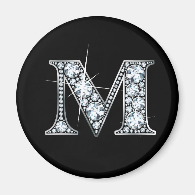 "M" Diamond Bling Magnet (Front)