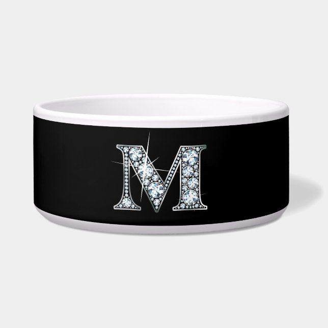 M "Diamond Bling" Pet Bowl (Front)