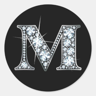 "M" Diamond Bling Sticker