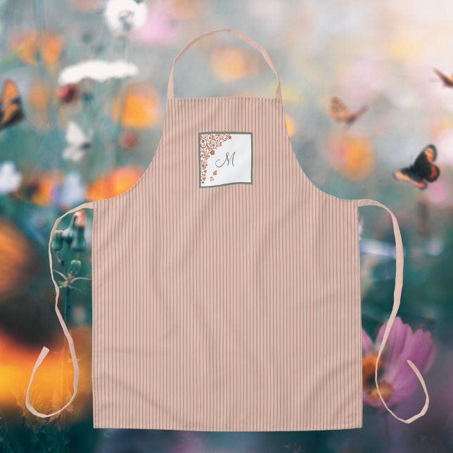 M Dust Peach Stripe Terracotta Butterfly Apron (Creator Uploaded)