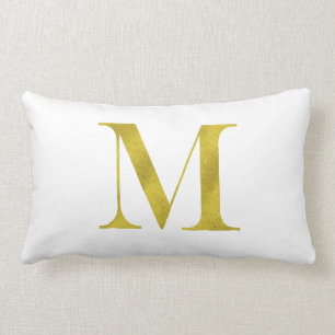 M Engravers Monogram Gold Faux Glitter Template Lumbar Cushion
