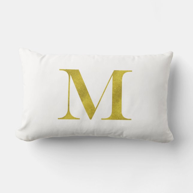 M Engravers Monogram Gold Faux Glitter Template Lumbar Cushion (Front)