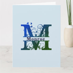 'M' Fancy Split Monogram Customisable Card