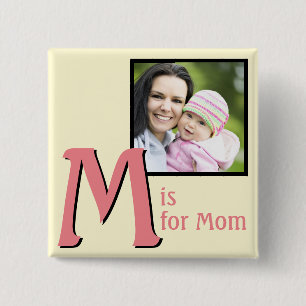 M for Mom 15 Cm Square Badge