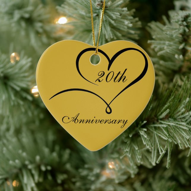 M Gold Ceramic Heart Gift Romantic Anniversary Cha Tree Decoration (Tree)