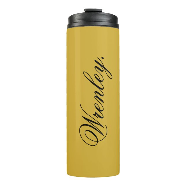 M Gold Thermal Tumbler with Personalized Name (Front)