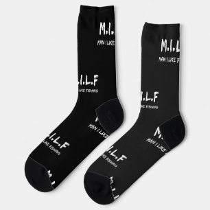 M.I.L.F. Man I like fishing, Novelty Gift Idea  Socks