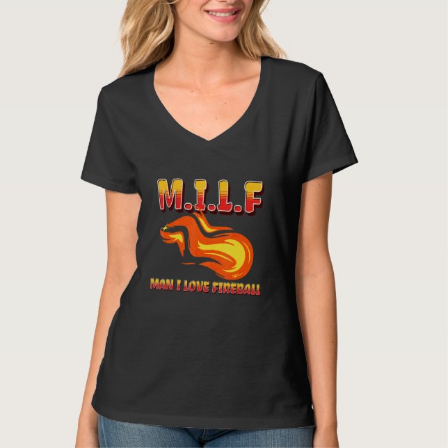 M I L F Man I Love Fireball Eclipse  Saying Quote T-Shirt (Front)