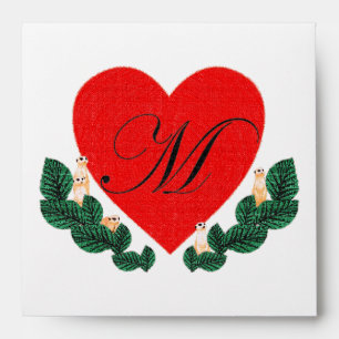 M in a heart envelopes