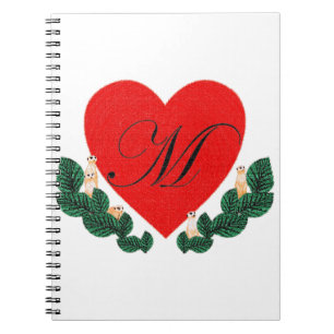 M in a heart spiral notebook