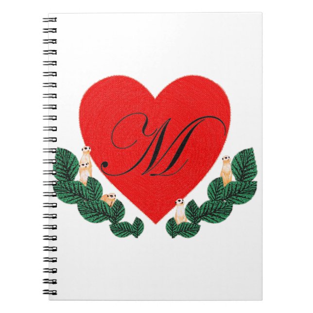 M in a heart spiral notebook (Front)