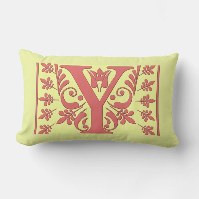M INITIAL PILLOW - Pink M on YELLOW Background (Front)
