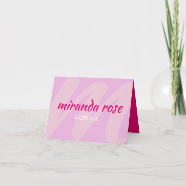 M INITIALS Bat Mitzvah Thank You Card (Front)