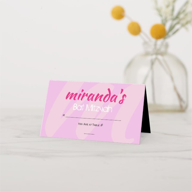 M INITIALS COLLECTION Bat Mitzvah Escort Card (Front)