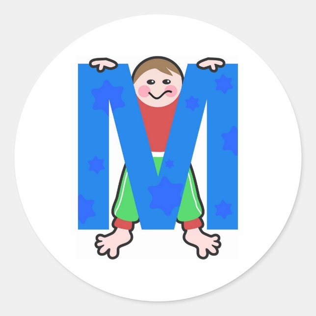 M is for classic round sticker (Front)