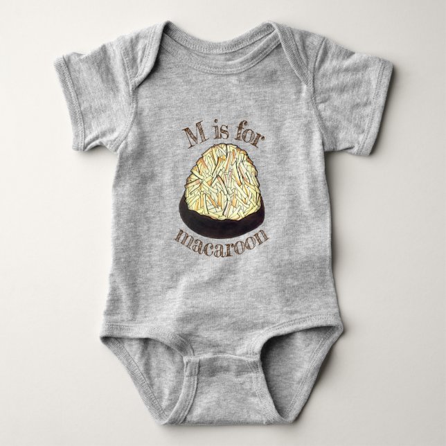 M is for Macaroon Passover Coconut Jewish Dessert Baby Bodysuit (Front)