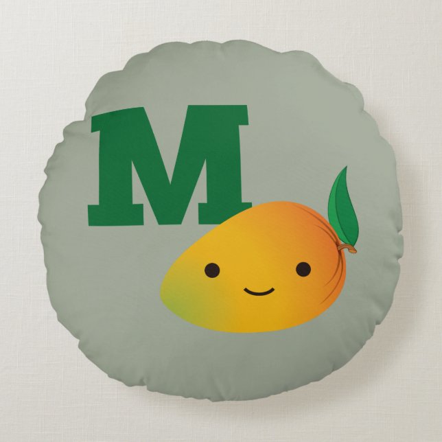 M is for Mango Round Cushion (Front)
