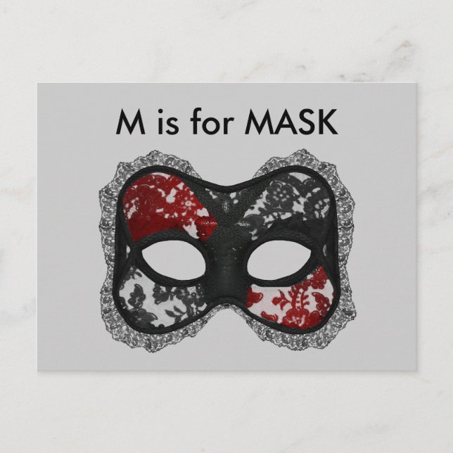 "M" is for Mask Alphabet Flashcard Postcard (Front)