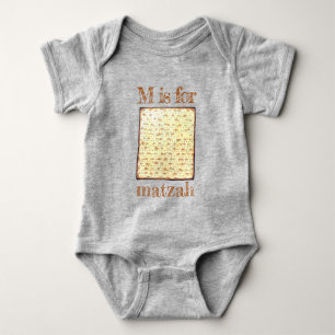 M is for Matzah Matzoh Matzos Unleavened Flatbread Baby Bodysuit