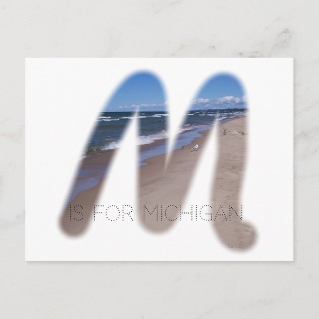 M is for Michigan Postcard (Front)