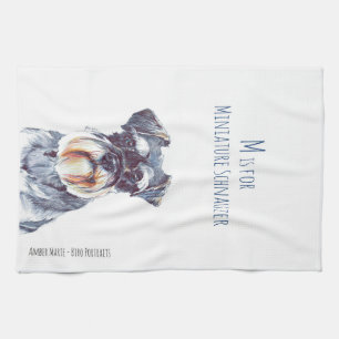 M is for Miniature Schnauzer Tea Towel