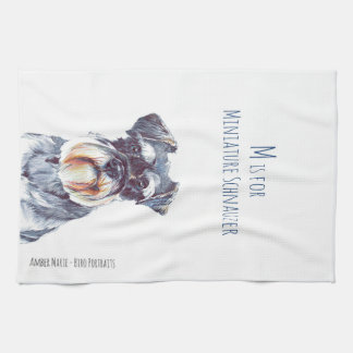 M is for Miniature Schnauzer Tea Towel