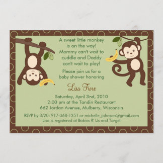 M is for Monkey Jungle Baby Shower Invitations