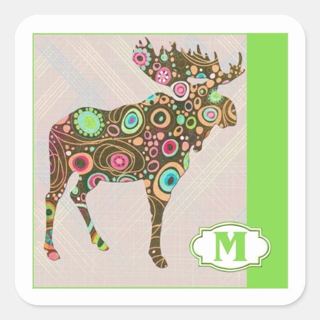 M is for Moose Square Sticker (Front)