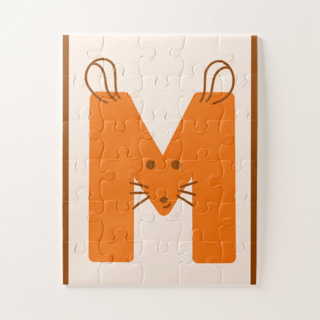 M is for Mouse – Cute Animal Alphabet  Jigsaw Puzzle (Vertical)