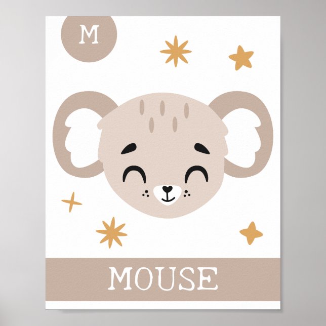 M is for Mouse, Nursery, Bedroom, Kids' Wall Art (Front)