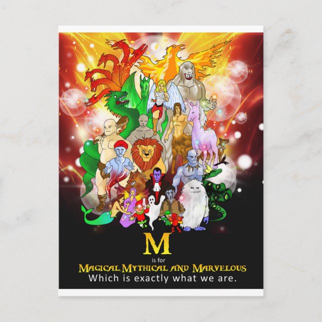 M is For Mythical Post Card (Front)