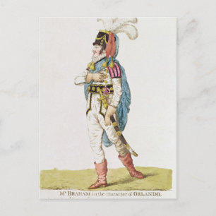 M.John Braham  the character of Orlando, 1802 Postcard