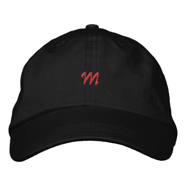 M Letter - Monogram Embroidered Hat Initial Cap (Front)