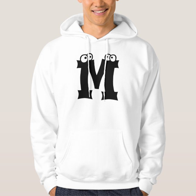 M, letter with eyeballs hoodie (Front)