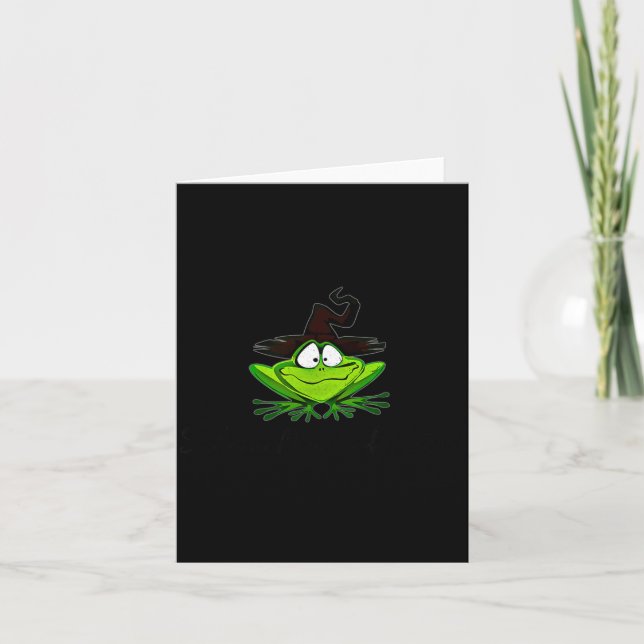 M Machusetts Whimsy Frog Witches Hat Halloween Wit Card (Front)