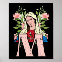 M Mary Virgin Sacred Heart Jesus Religious Catholi