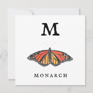 "M" Monarch Flat Greeting Card