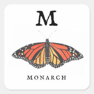 "M" Monarch Square Sticker