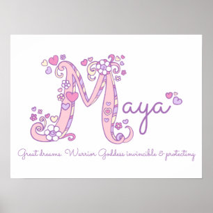 M monogram art Maya girls name meaning poster