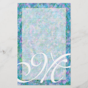 M Monogram "Blue Garden" Fine Lined Stationery