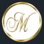 M Monogram Faux Gold Envelope Or Favour Seal<br><div class="desc">M Monogram Faux Gold Envelope Or Favour Seal. These classic round stickers are printed with non metallic ink on a flat sticker to look like gold. They are not beveled or embossed monograms but are designed to look like they are beveled or embossed monograms. These gold monogram seals are printed...</div>
