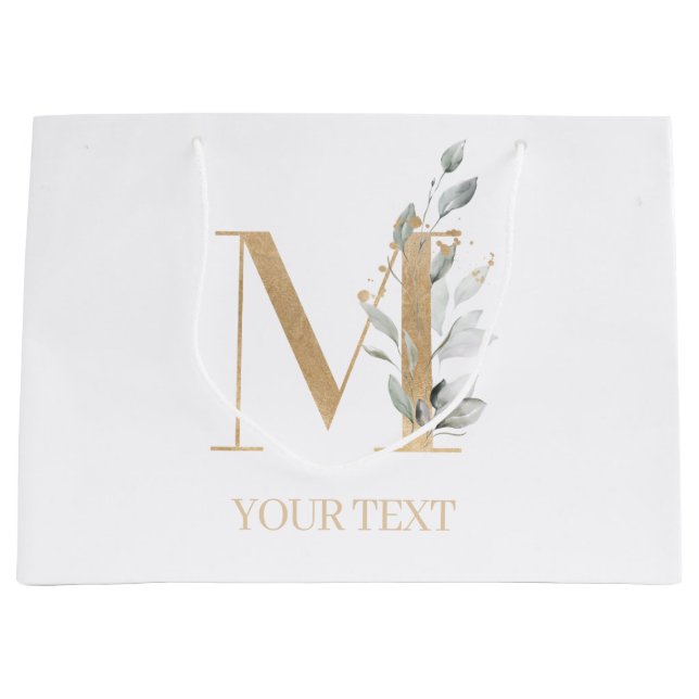 M Monogram Floral Personalised Large Gift Bag (Front)