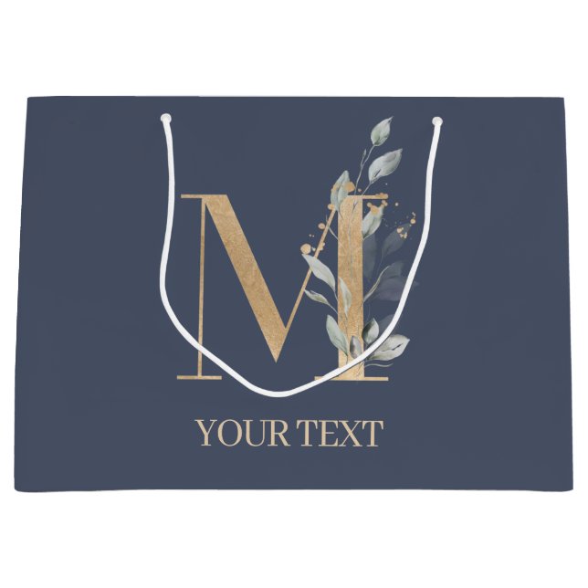 M Monogram Floral Personalised Large Gift Bag (Front)