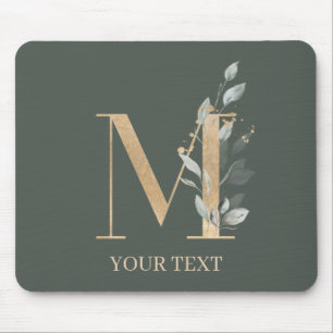 M Monogram Floral Personalised Mouse Pad